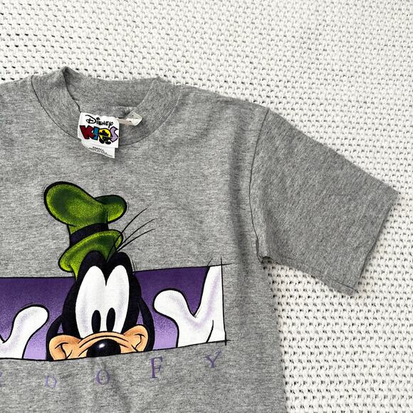 Disney Kids Grey Vintage 90s Deadstock Grey Peek Goofy Short Sleeve Tee Small - Picture 3 of 9